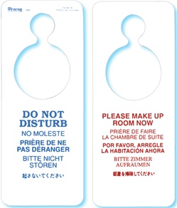 5 Language NO-BLONO-BLO door hanging sign with housekeeper symbol No. 09-1865
