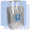 Comfort Inn frosted shopping bag. High-density frosted plastic bag with fused handles and cardboard bottom insert.