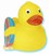 Surfer rubber duck with blue, green and pink surfboard, #661-AD0012