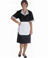 Women's black spun poly dress with grey cord trim, No. 843-9896