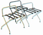 Luggage rack with backrest, solid brass with black straps, No. 022-1055B-BR-BL - case of 6 pcs.