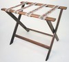 Walnut wood luggage rack with brown straps, No. 022-177DK - case of 5 pcs.