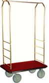 Easy-Mover brass tone finish bellman's cart with black poly wheels by Gaychrome, #022-2033
