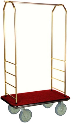 Easy-Mover brass tone finish bellman's cart with black poly wheels by Gaychrome, #022-2033