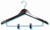Ladies' contour suit hanger with clips, dark walnut finish with regular open hook, brass, #029-SK001CM
