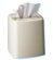 Plastic boutique tissue box cover in ivory.