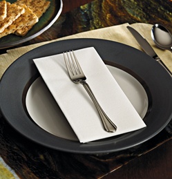 White 15" x 17" 1/8 fold Linen-Like® dinner napkins, No. 10-066038