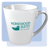 Homewood Suites 12-ounce latte mug; white ceramic mug with 1-color logo