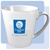 12-ounce, white, latte ceramic mug with 1-color Comfort Inn logo on both sides.