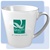 12-ounce, white, latte ceramic mug with 1-color Quality Inn logo on both sides.