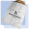 Renaissance cookie/bagel bag, white with 1-color logo; glassine-lined interior. 5-3/4" x 9-3/4