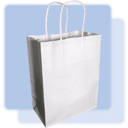 Plain white medium paper gift bag, #122930