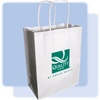 Quality Inn medium paper gift bag, white kraft paper bag with white twisted paper handles and 1-color Quality Inn logo.