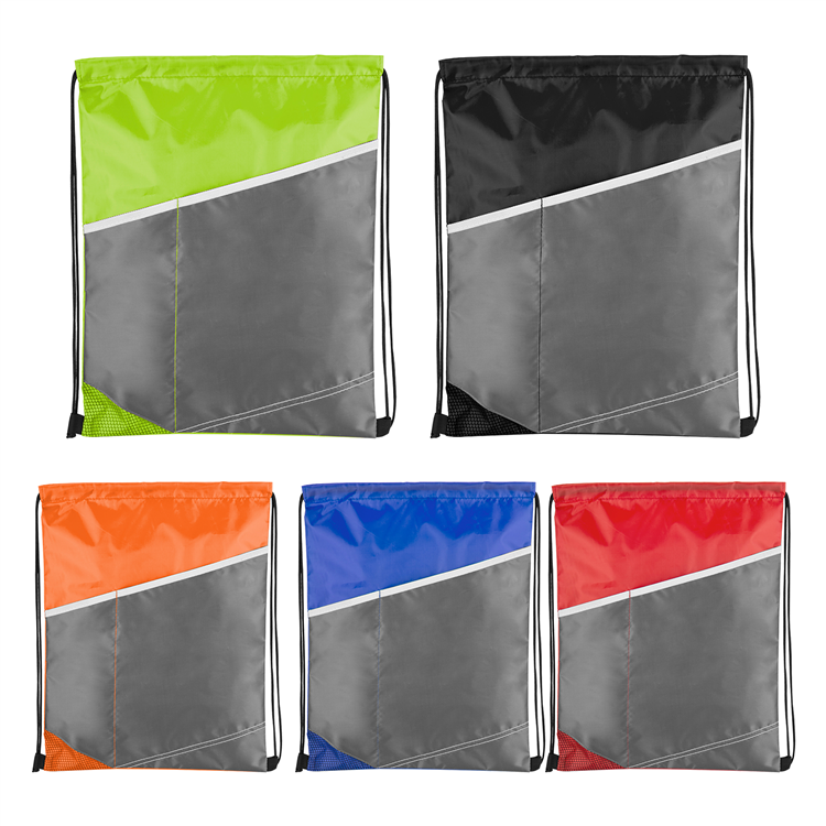 Drawstring Sports Pack with Diagonal Front Pockets, 144-8106-00