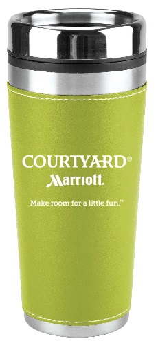 Courtyard leatherette & stainless steel 16-ounce tumbler, #144-MG2020/05