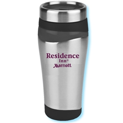 16-ounce tumbler with stainless outer wall with Residence Inn by Marriott logo.