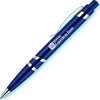 Trendy blue high-shine metallic ballpoint pen with Hilton Garden Inn logo.