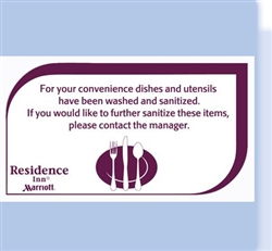 Residence Inn "Sanitized dishes and utensils" magnet, No. 169-1225519