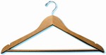Men's flat suit hanger, natural finish with regular open hook, chrome, # 493-31070