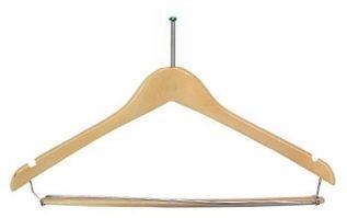 Contoured Wooden Coat Hanger (Natural/Chrome)