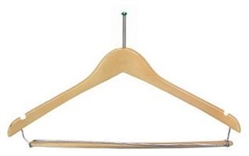 Men's contour suit hanger with Lockbar, natural finish with ball top hook, chrome, #493-34181