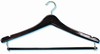 Men's contour suit hanger with lockbar, walnut finish with mini hook, brass, #493-34291