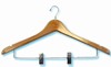 Ladies' contour suit hanger with clips, natural finish with mini hook, chrome, #493-35192