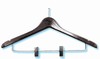 Ladies' contour suit hanger with clips, dark walnut finish with ball top hook, chrome, #493-35282