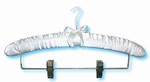 Ladies' ivory satin padded suit hanger with clips, mini hook, #493-37012