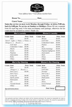 2-part custom-printed laundry/valet list, 5-1/2" wide x 8-1/2" long, #564-LLC2/20