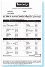 2-part custom-printed laundry/valet list, 5-1/2" wide x 8-1/2" long, #564-LLC2/37