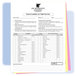 3-part custom-printed laundry/valet list, 8-1/2" wide x 11" long, #564-LLD3