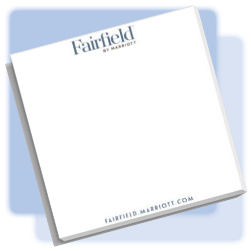 Sticky Notes With 25 Sheets Per Pad With The Full Color Fairfield Inn Logo 3 X 3 White Sticky Notes With Full Color Logo