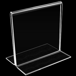 Acrylic sign stand, T-type 6" wide x 6" high. # 657-220-0606