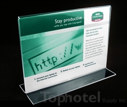 Acrylic sign stand, T-type 7" wide x 5" high. # 657-220-0705