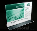 Acrylic sign stand for Marriott internet card, T-type 7" wide x 5" high.