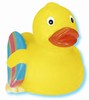 Surfer rubber duck with blue, green and pink surfboard, #661-AD0012