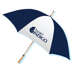 Hotel Indigo guest umbrella with natural wood golf handle, #662-A501C/43