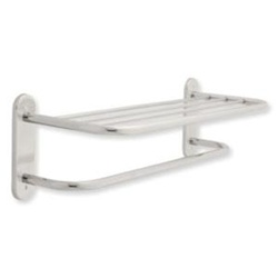 Towel shelf with one bar, 24" polished stainless steel