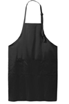 Restaurant-standard 65/35 poly/cotton twill bib apron with Cambria Suites logo.