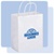 CUSTOM:  8" x 4.75" x 10.5" White Kraft shopping bag, No. 765-1WKS0810WHT
