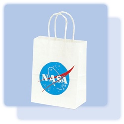 Multi-color custom logo 8" x 4.75" x 10.5" white kraft shopping bag, No. 765-1WKS0810WHT/MC