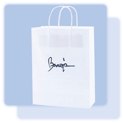 Custom 10" x 5" x 13.5" white kraft shopping bag, No. 765-1WKS1013WHT