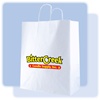 Multi-color custom logo 13" x 6" x 15.75" white kraft shopping bag, No. 765-1WKS1315WHT/MC
