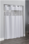 Hookless® View From The Top WHITE fabric shower curtain vinyl window, 71" x 74", No. 774-HBH49PEH01