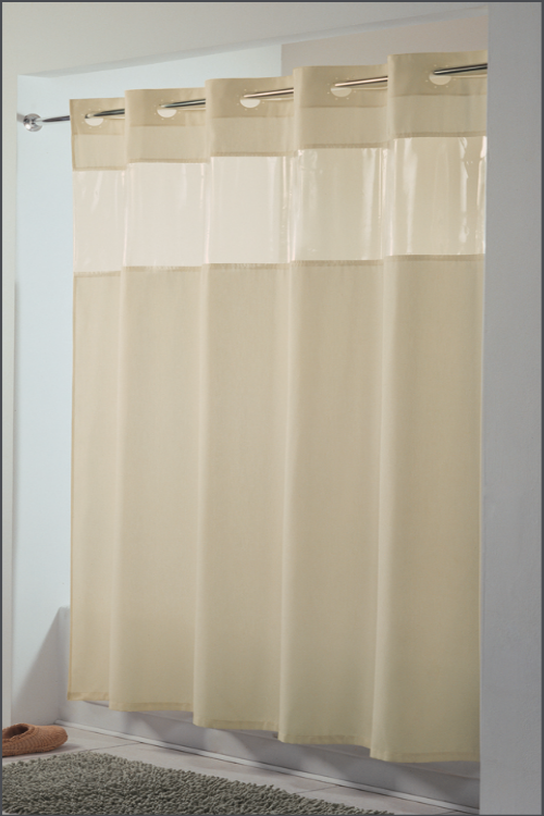 Fabric Shower Curtain, Hookless Fabric Shower Curtain With Clear Window