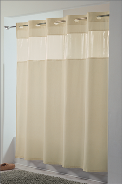 Hookless® View From The Top BEIGE fabric shower curtain with vinyl window, 71" x 74", No. 774-HBH49PEH05
