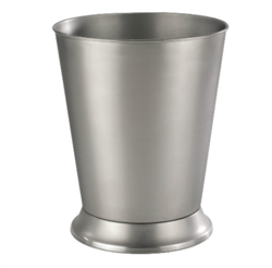 Pewter Veil PEDESTAL wastebasket of durable brushed-stainless steel, 9-quart, #780-BB-BS-1008