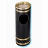 Glaro "Monte Carlo" black enamel satin brass sand cover ash/trash receptacle with 6" opening, #783-1955