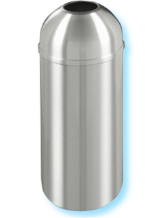 Glaro "New Yorker" all satin aluminum ash/trash receptacle with sand cover ash and trash side opening, #783-C1231SA